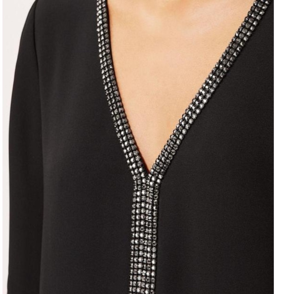 Tory Burch Black Mallet Embellished Silk Blouse - Picture 4 of 5
